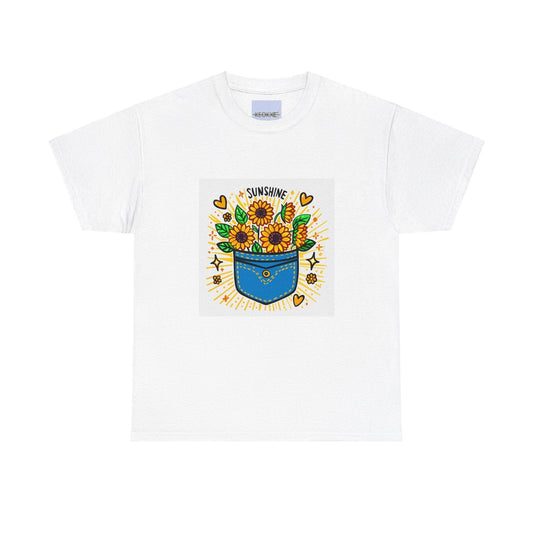 Sunshine – Bold Pocket Sunflower T-Shirt - mezetto KEOLIX KEOLIX
