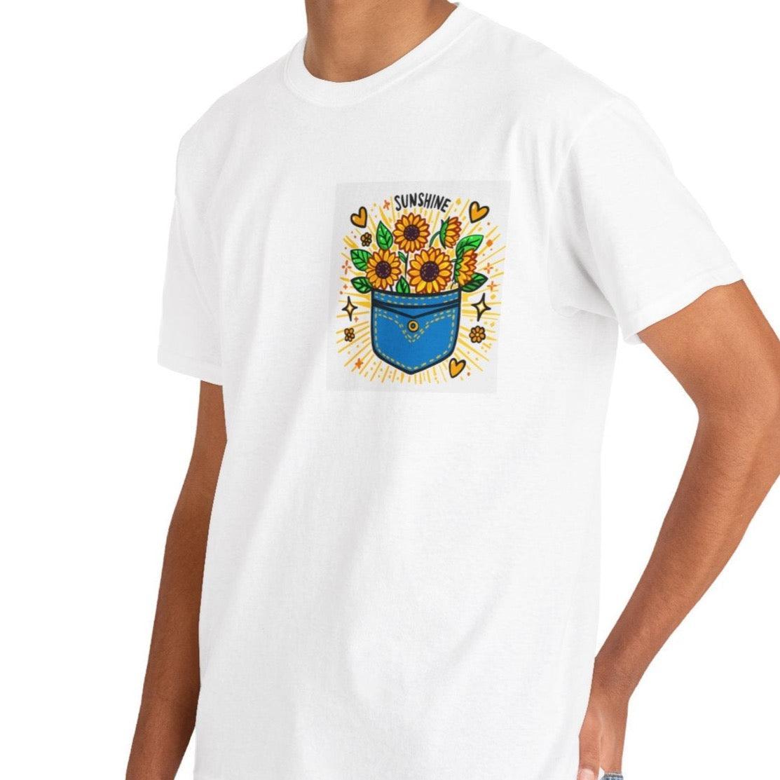 Sunshine – Bold Pocket Sunflower T-Shirt - mezetto KEOLIX KEOLIX