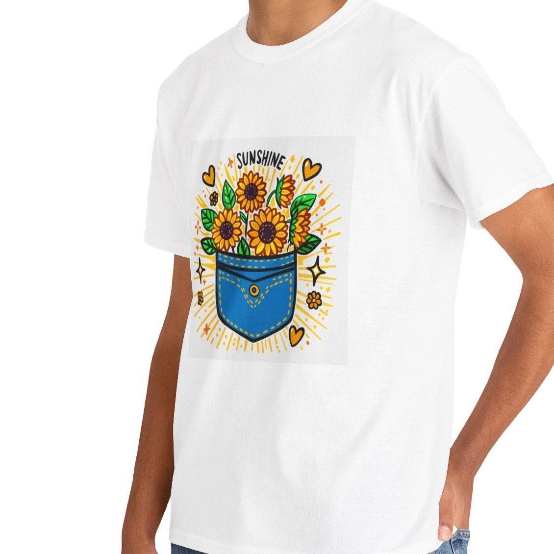 Sunshine – Bold Pocket Sunflower T-Shirt - mezetto KEOLIX KEOLIX