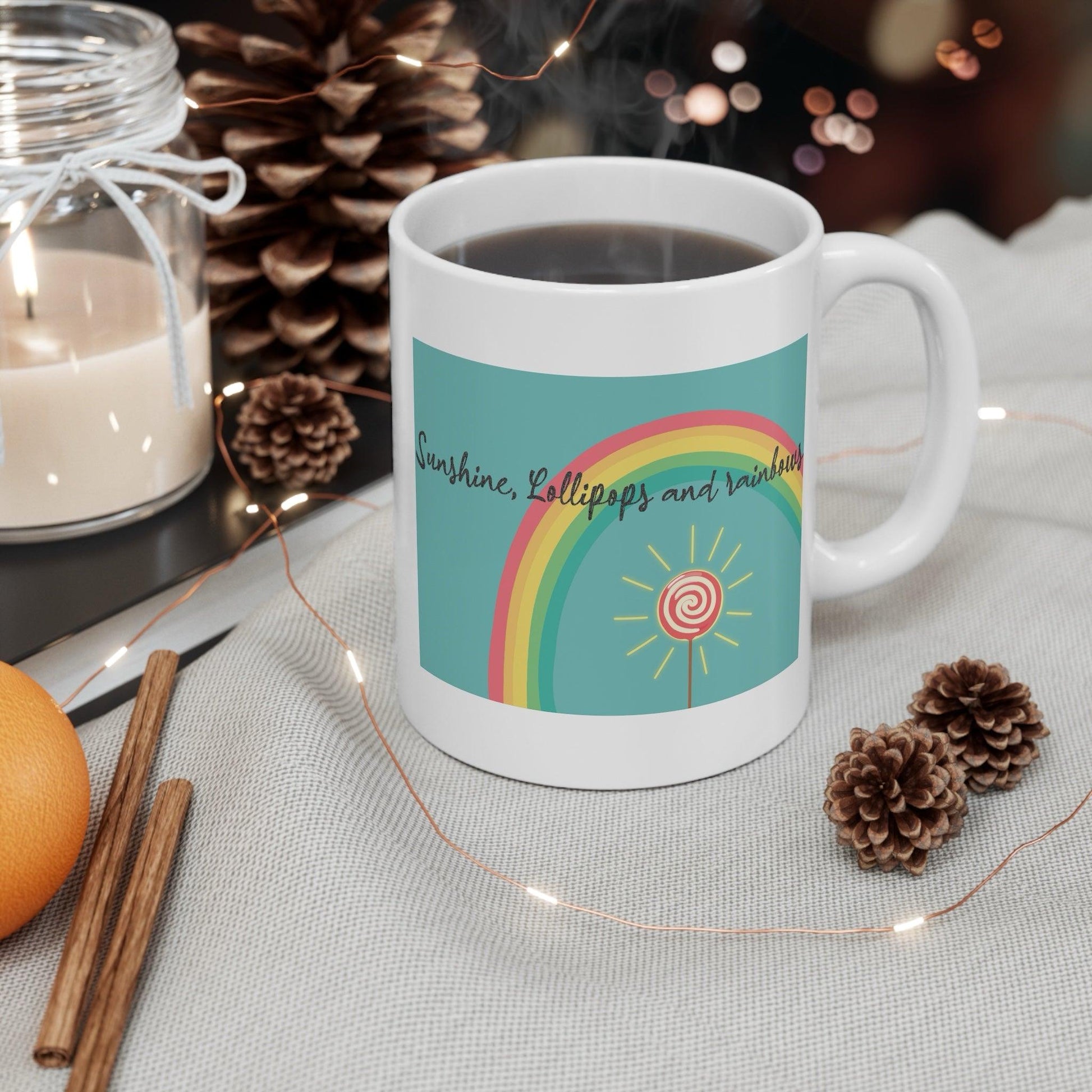Sunshine, Lollipops & Rainbows Ceramic Mug – 11oz - mezetto KEOLIX KEOLIX