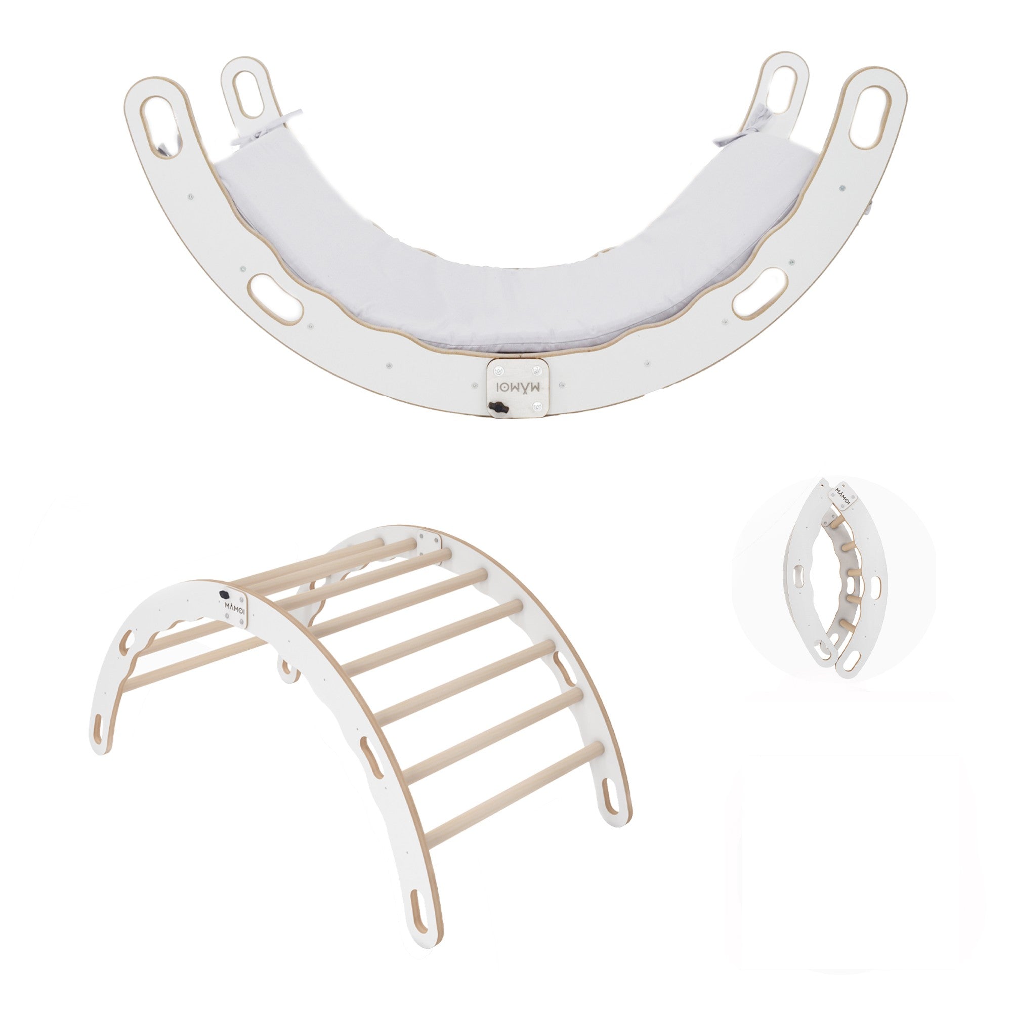 MAMOI® Indoor climbing frame for toddlers, Wooden baby gym, Play gym rocker toys made of wood for toddler, Rockers montessori climbing frame age 1-3-0