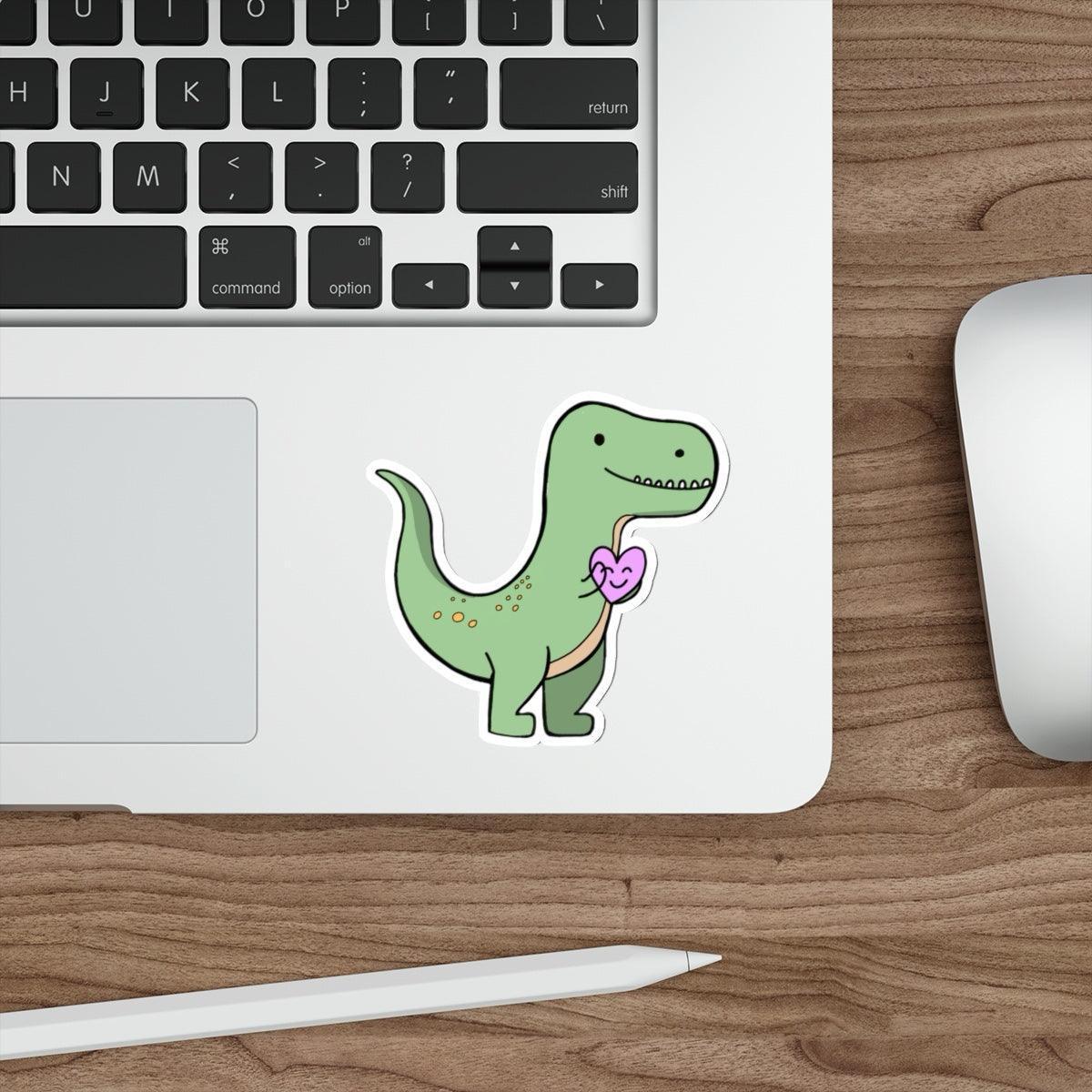 T - Rex Sticker with Heart – Bold Dino Love Vinyl Decal - mezetto KEOLIX KEOLIX