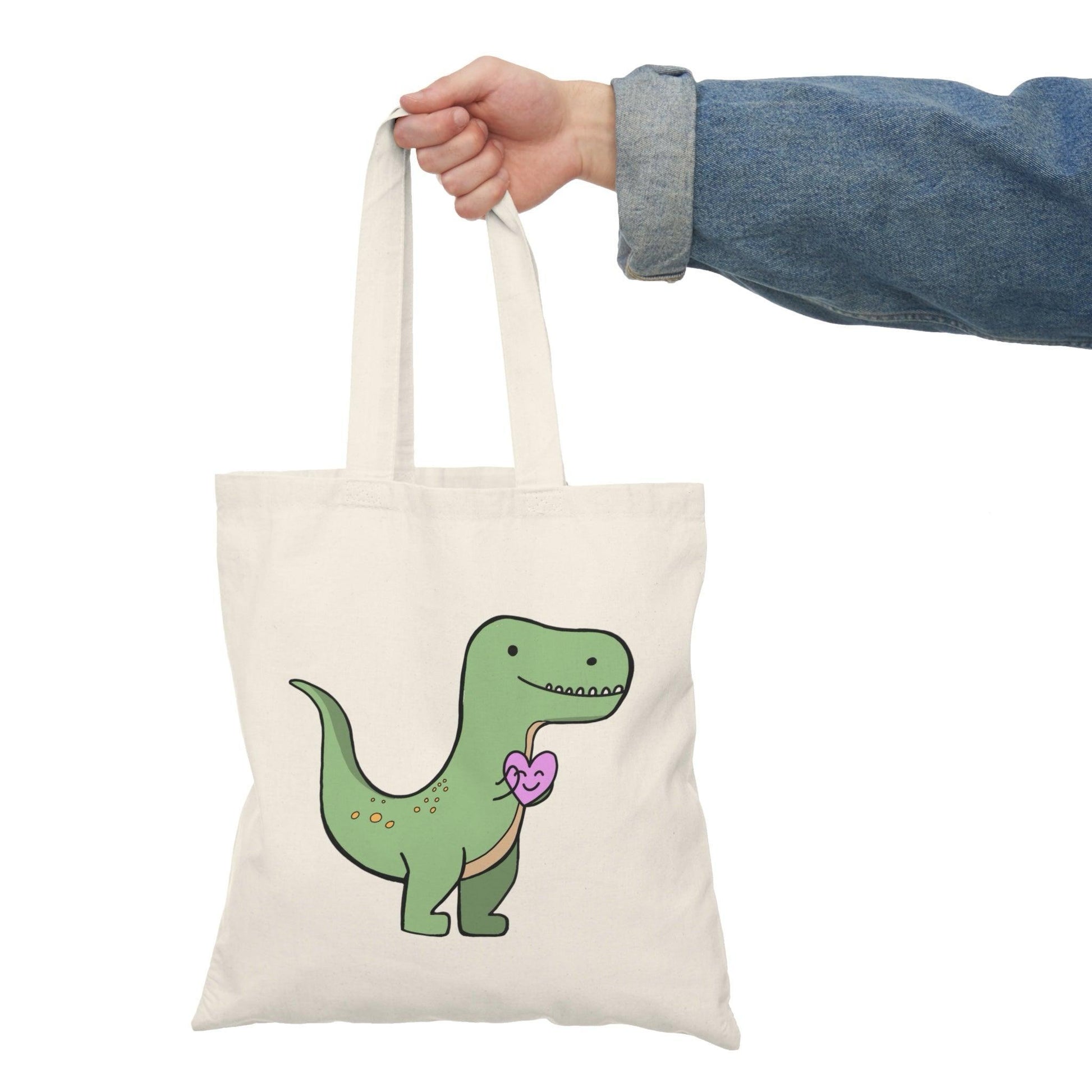T - Rex with a Heart Tote – Funny Dinosaur Cotton Bag - mezetto KEOLIX KEOLIX