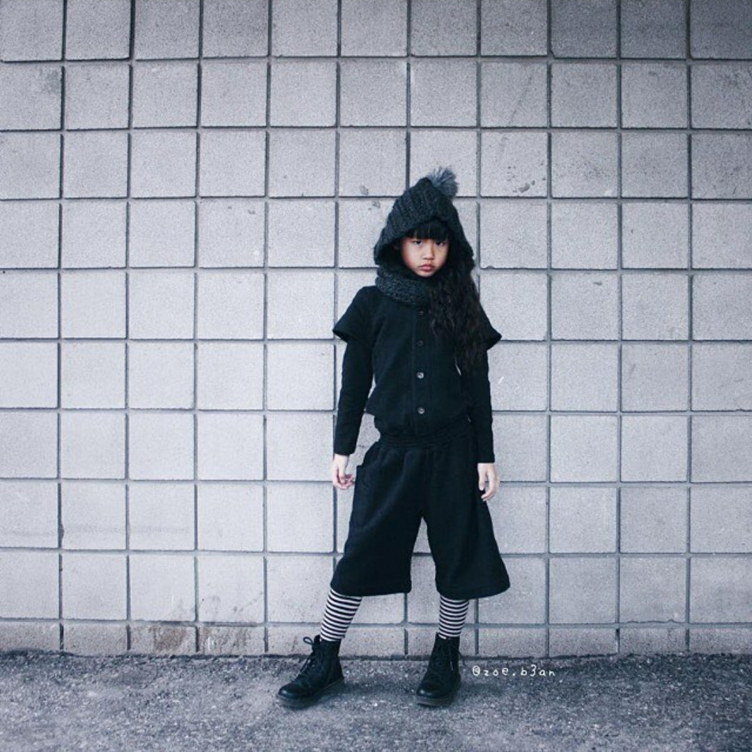 Kids Black Short Boiler Suit-1