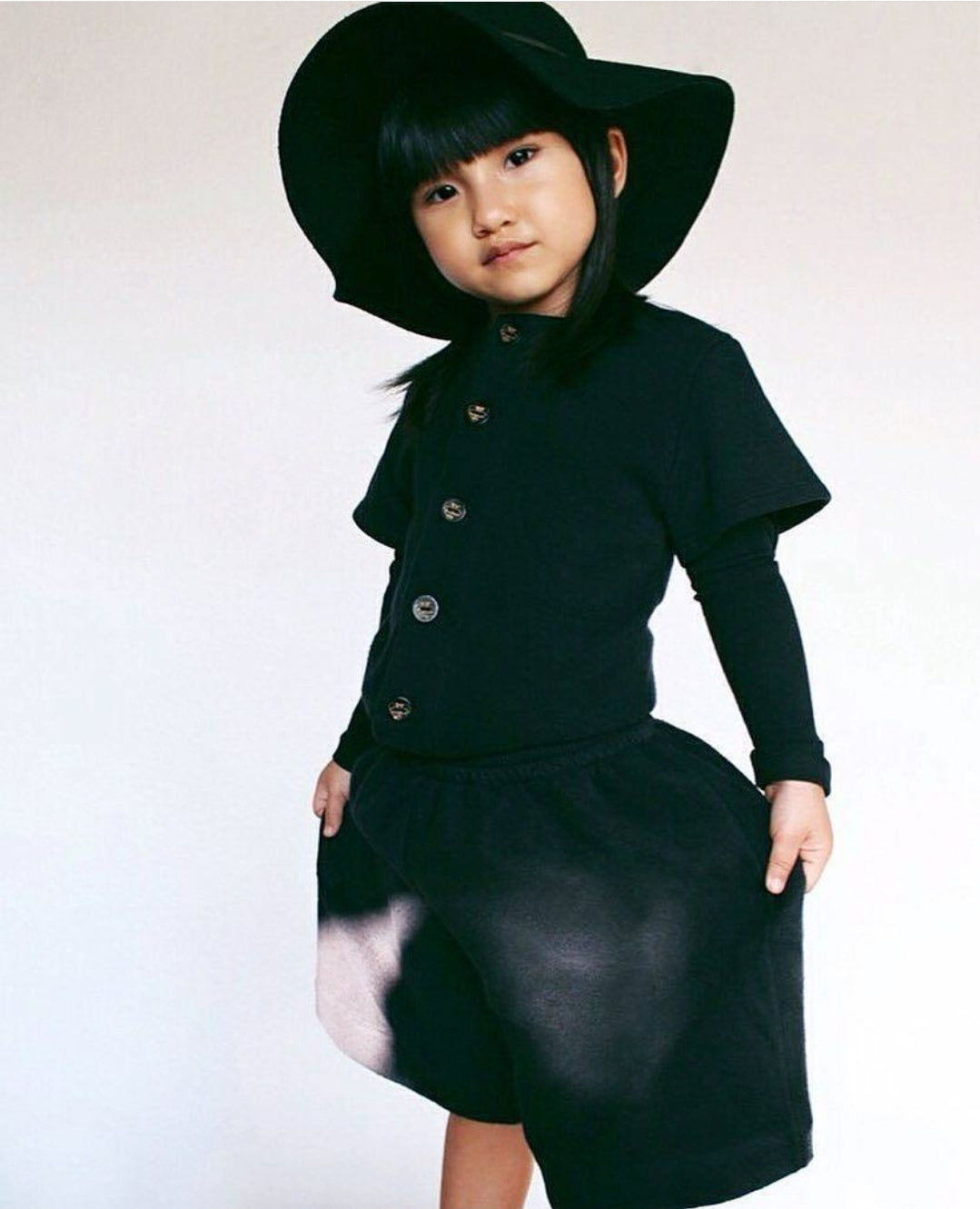 Kids Black Short Boiler Suit-3
