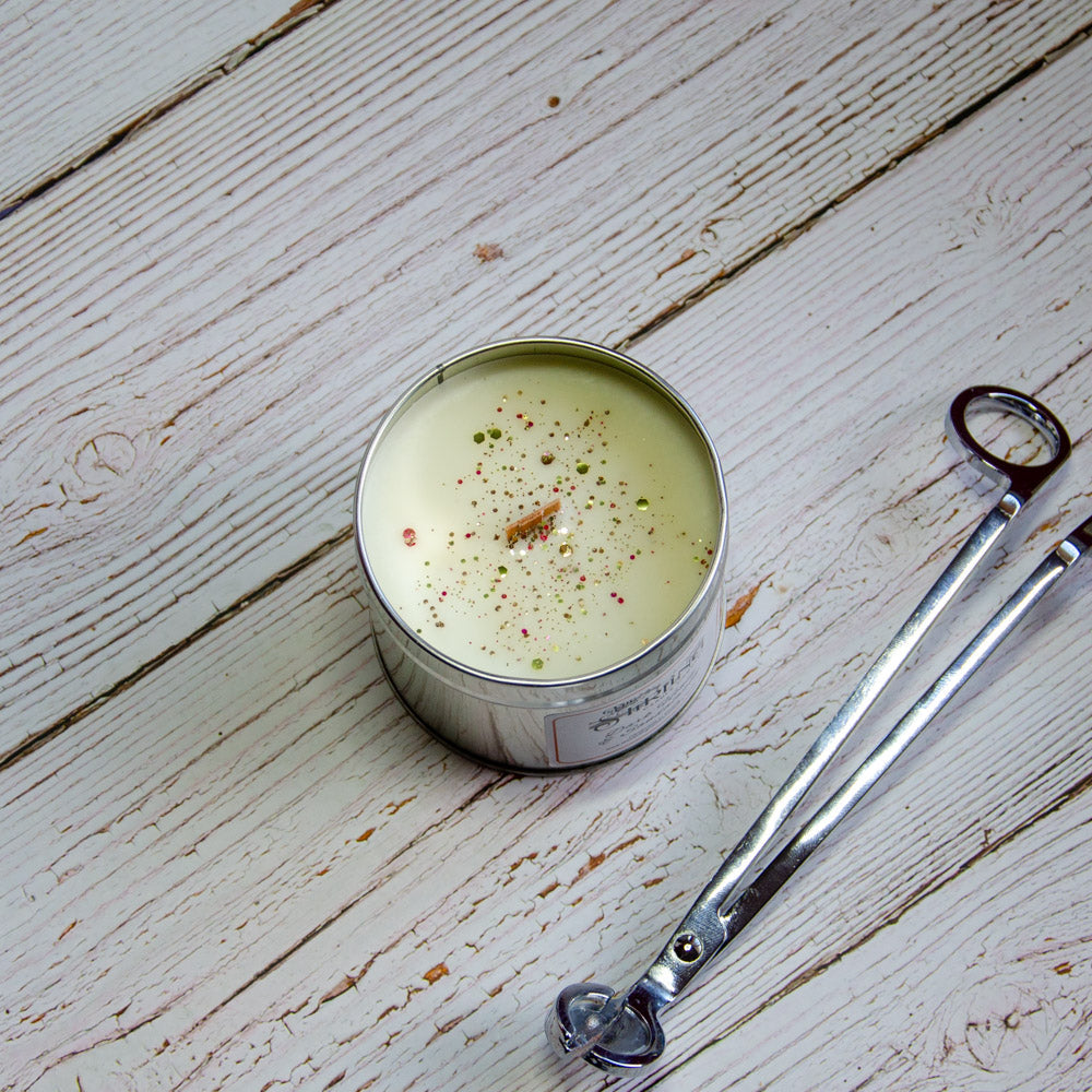 Dark Honey & Sandalwood - Travel Tin Candle - Wooden Wick