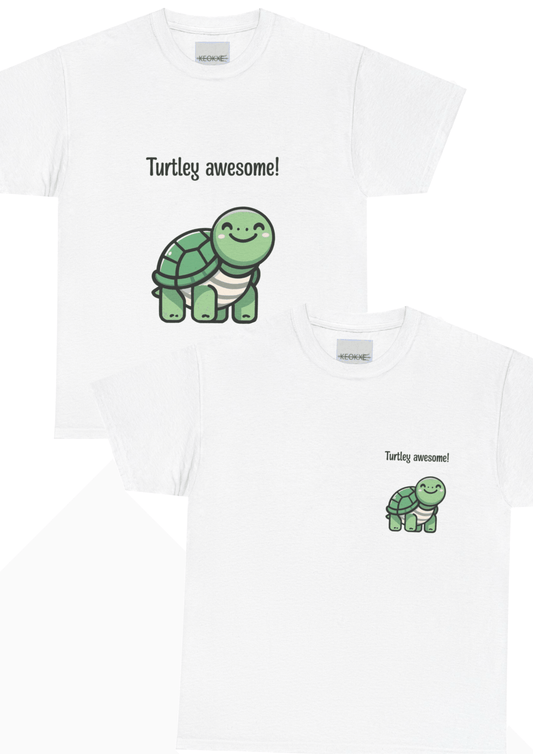 Turtley Awesome T-Shirt – Cute Cartoon Turtle Positivity Tee - mezetto KEOLIX KEOLIX