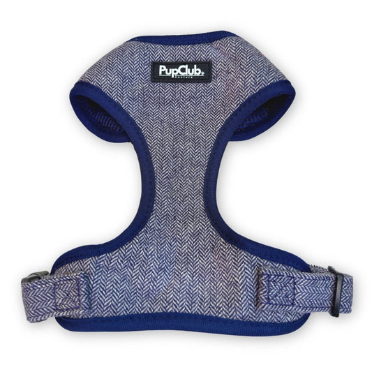 Tweed Adjustable Harness - Blue - mezetto PupClub Couture PupClub Couture