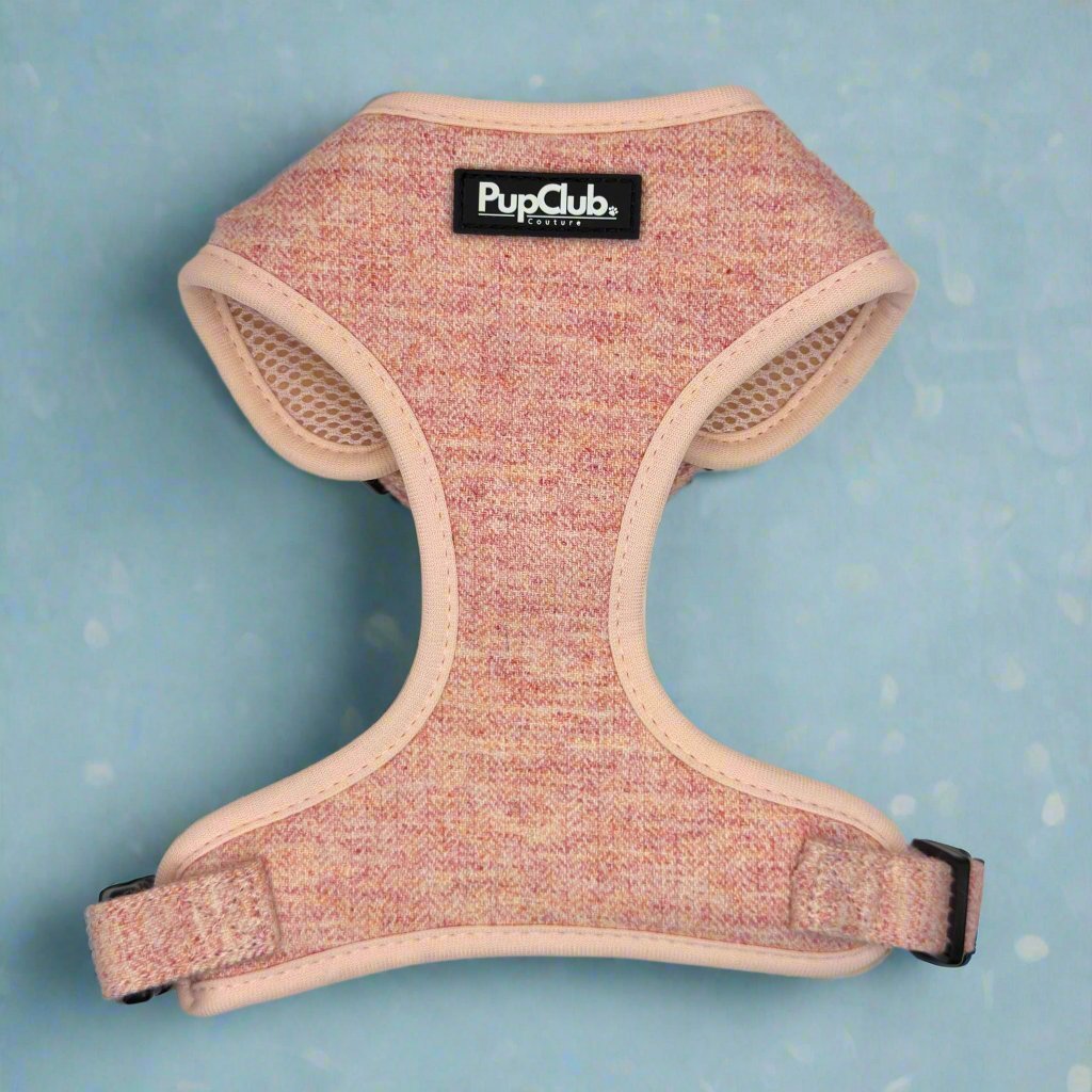 Tweed Adjustable Harness - Pink - mezetto PupClub Couture PupClub Couture