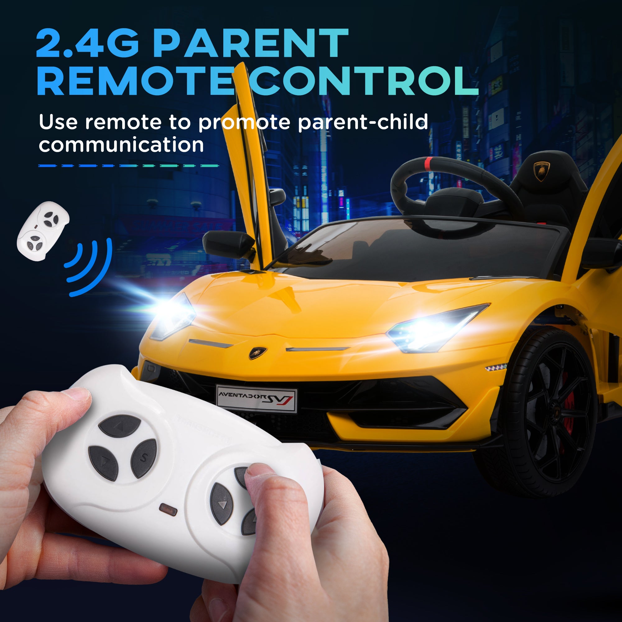 Kids Electric Ride On Car Compatible 12V Battery-powered Lamborghini Aventador Sports Racing Car Toy w/ Parental Remote Control | HOMCOM-3