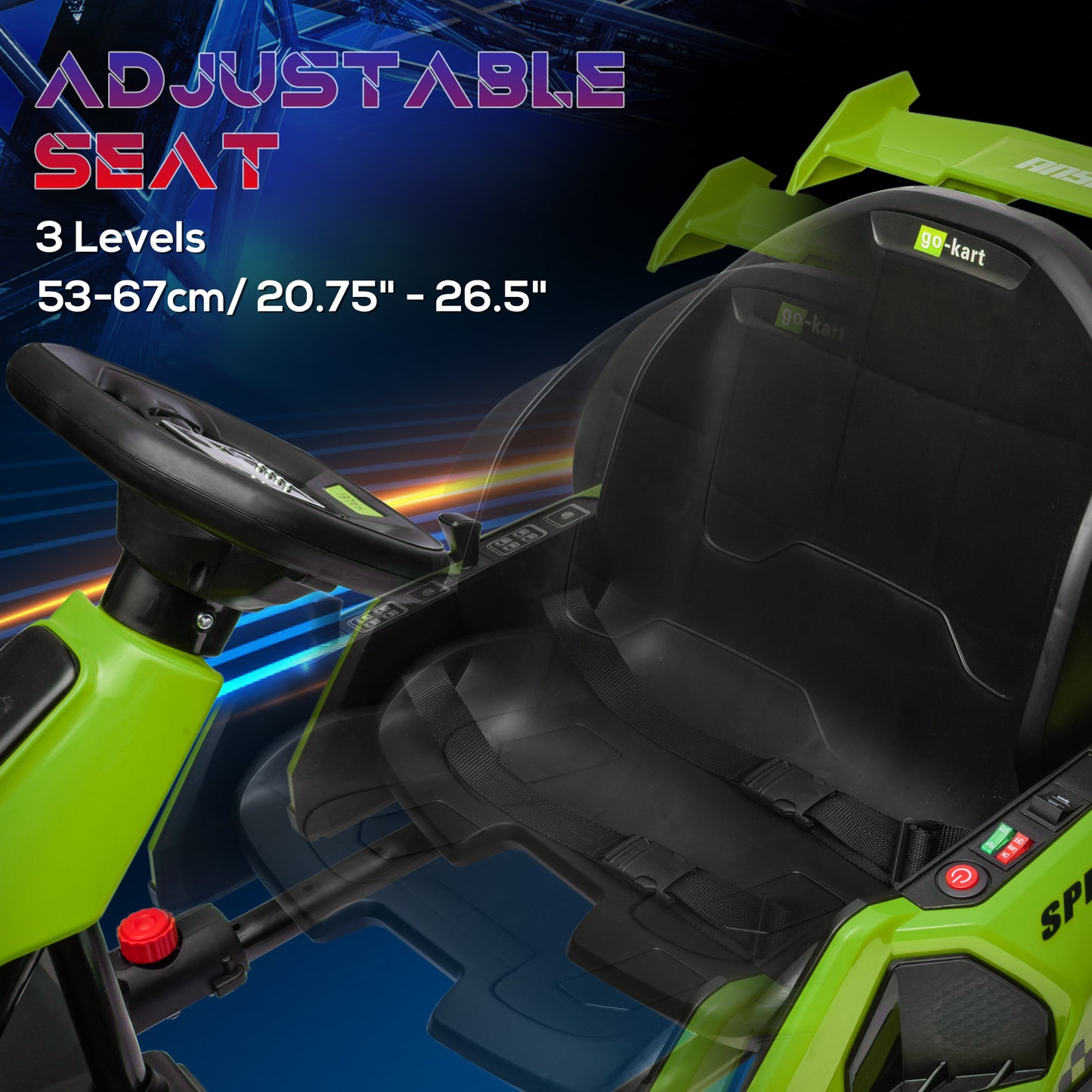 HOMCOM 24V Electric Go Kart for Kids with Adjustable Seat for 6-12 Years Old in Green-4