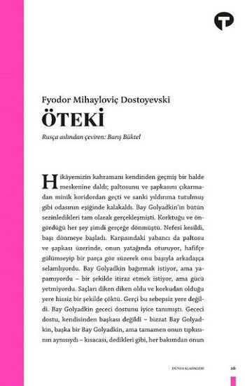 Öteki – Fyodor Mihayloviç Dostoyevski – Turkuvaz Kitap – kitap kapağı