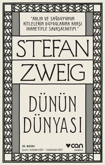 Dünün Dünyası – Stefan Zweig – Can Yayınları – kitap kapağı