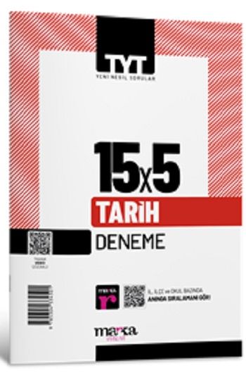 2025 TYT Tarih 15 Deneme Tamamı Video Çözümlü – Marka Komisyon – Marka Yayınları – kitap kapağı