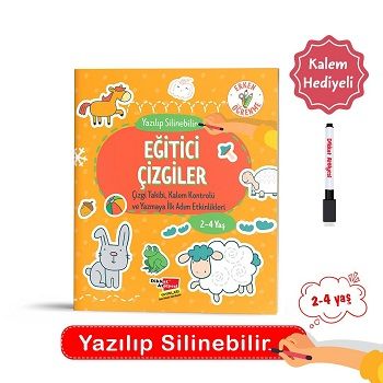 2-4 Yaş Eğitici Çizgiler (Yaz-Sil) – Kolektif – Dikkat Atölyesi Yayınları – kitap kapağı