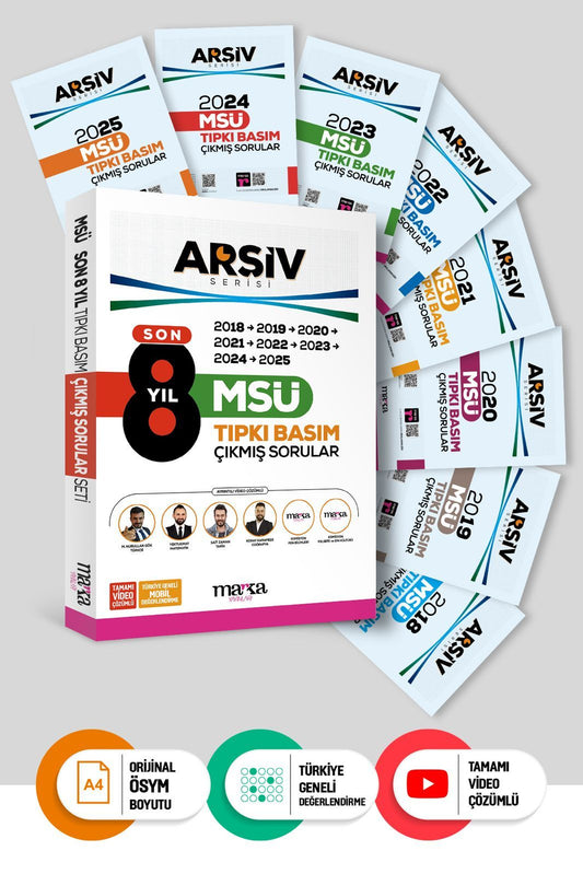 Son 8 Yıl MSÜ Arşiv Serisi Tıpkı Basım Fasikül Fasikül Çıkmış Sorular Tamamı Video Çözümlü Marka Yayınları - Marka Yayınları Kitap
