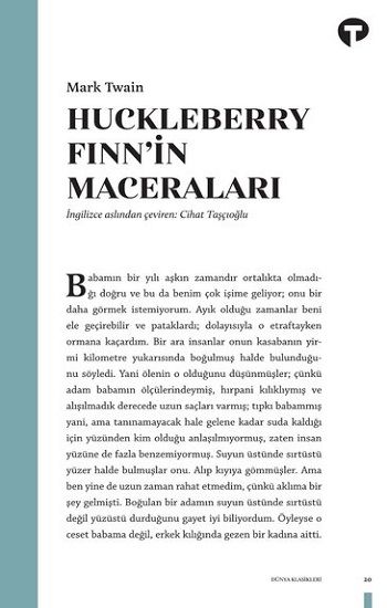 Huckleberry Finn'in Maceraları – Mark Twain – Turkuvaz Kitap – kitap kapağı