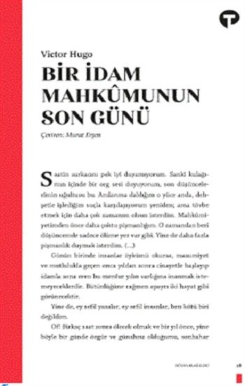 Bir İdam Mahkumunun Son Günü – Victor Hugo – Turkuvaz Kitap – kitap kapağı