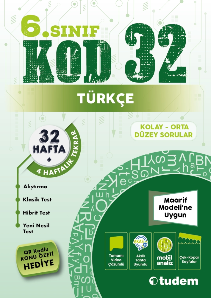 6. Sınıf Türkçe Kod 32 - Tudem Eğitim Yayınları Kitap