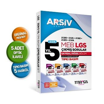 Son 5 Yıl LGS 8. Sınıf ARŞİV Serisi Tıpkı Basım Fasikül Fasikül Çıkmış Sorular Tamamı Video Çözümlü - Marka Yayınları Kitap