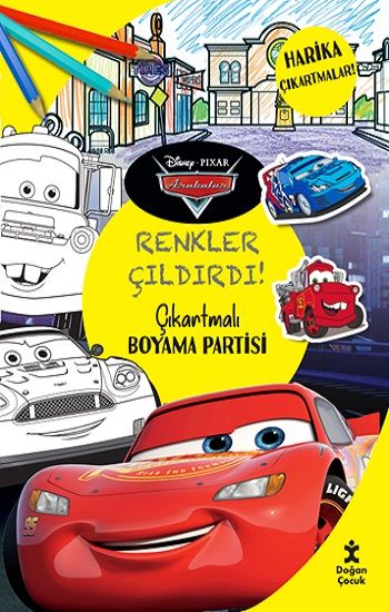 Disney Pixar Arabalar - Renkler Çıldırdı! Çıkartmalı Boyama Partisi – Kolektif – Doğan Çocuk – kitap kapağı
