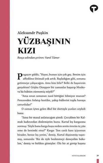Yüzbaşının Kızı – Aleksandr Sergeyeviç Puşkin – Turkuvaz Kitap – kitap kapağı
