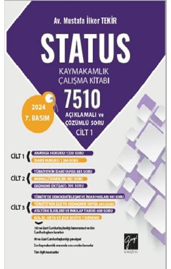 Status Kaymakamlık Çalışma Kitabı 7510 Açıklamalı Ve Çözümlü Soru Cilt 1 - Gazi Kitabevi Kitap
