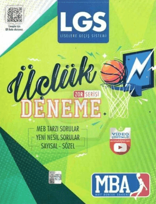 8. Sınıf LGS Zor Serisi Video Çözümlü Üçlük Deneme - Mavi Boncuk Kitap