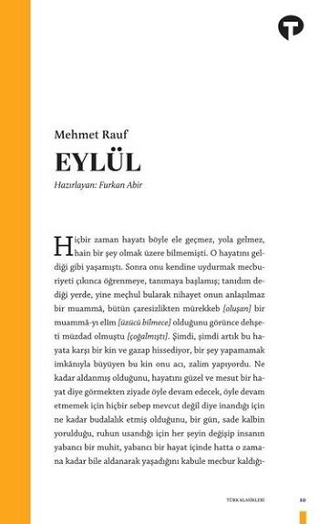 Eylül – Mehmet Rauf – Turkuvaz Kitap – kitap kapağı
