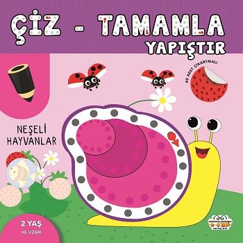 Neşeli Hayvanlar - Çiz-Tamamla-Yapıştır – Barbaros Özcan – 0-6 Yaş Yayınları – kitap kapağı