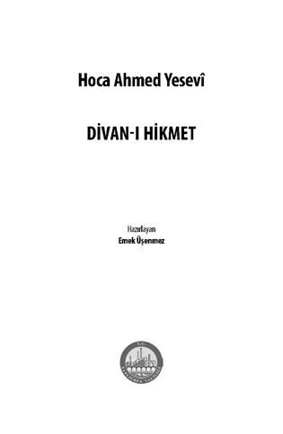 Divan-ı Hikmet – Ahmed Yesevi – Akademik Kitaplar – kitap kapağı
