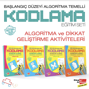 Başlangıç Düzeyi Algoritma Temelli Adım Adım Kodlama 4'lü Kitap Seti - Dikkat Atölyesi Yayınları Kitap