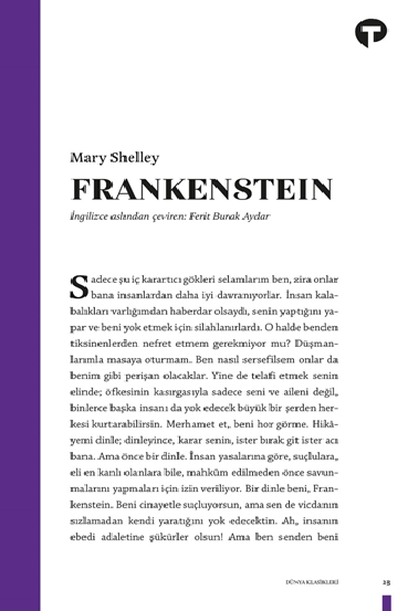 Frankenstein ya da Modern Prometheus – Mary Shelley – Turkuvaz Kitap – kitap kapağı