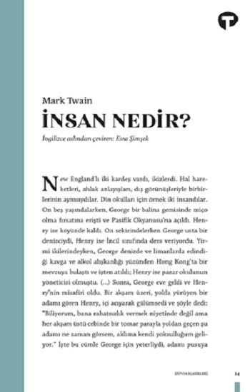 İnsan Nedir? – Mark Twain – Turkuvaz Kitap – kitap kapağı