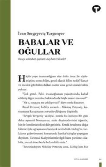 Babalar ve Oğullar – Ivan Sergeyevich Turgenev – Turkuvaz Kitap – kitap kapağı