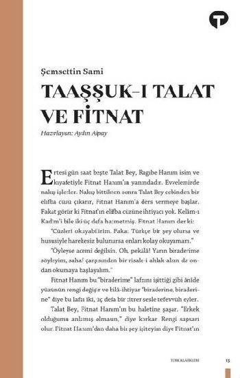Taaşşuk-ı Talat ve Fitnat – Şemsettin Sami – Turkuvaz Kitap – kitap kapağı