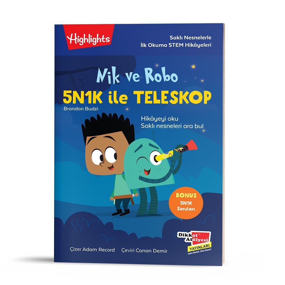 Nik ve Robo 5N1K ile Teleskop – Brandon Budzi – Dikkat Atölyesi Yayınları – kitap kapağı