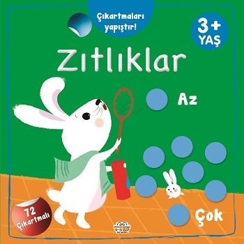 Çıkartmaları Yapıştır-Zıtlıklar  (Az-Çok) – Barbaros Özcan – 0-6 Yaş Yayınları – kitap kapağı