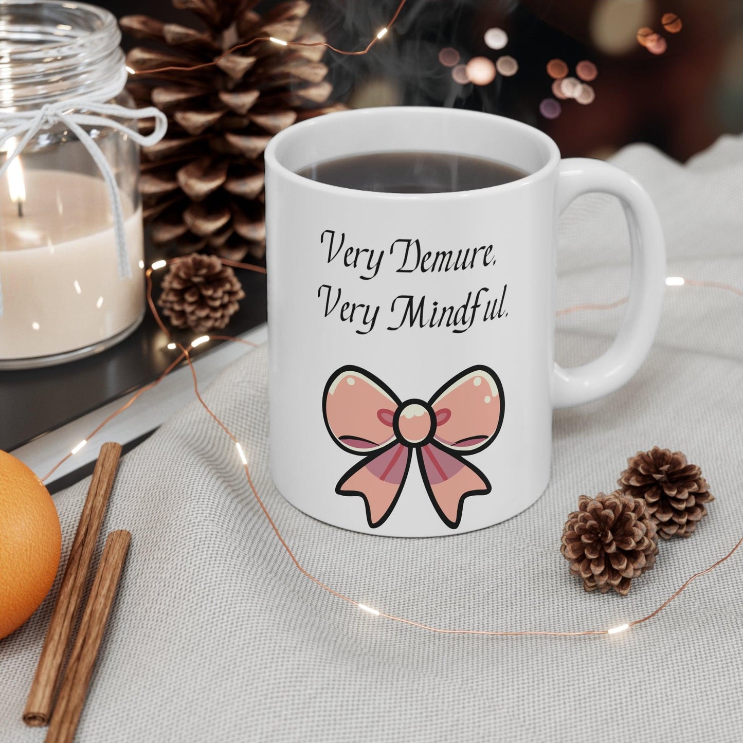 Very Demure, Very Mindful – Bow Mug - mezetto KEOLIX KEOLIX