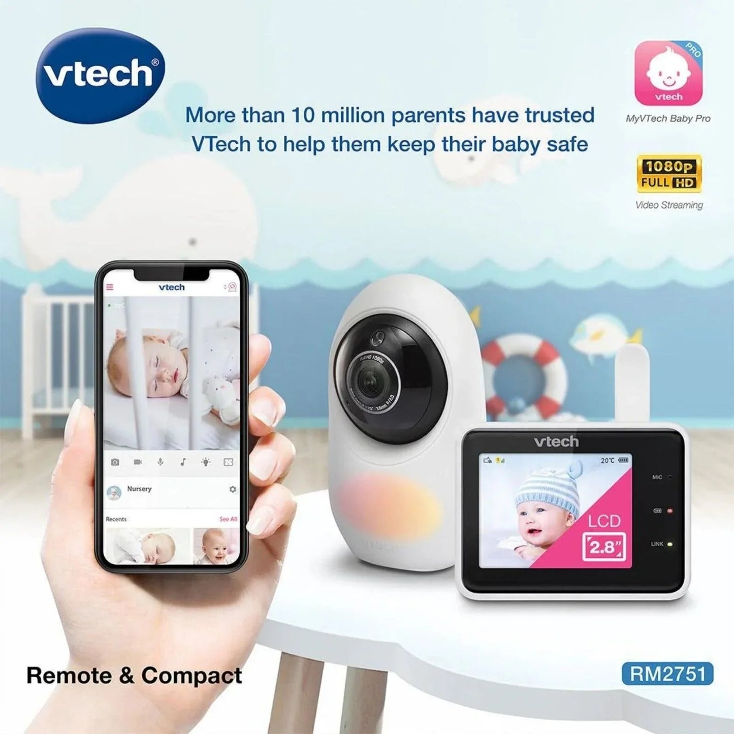 VTech RM2751 2.8" Smart Wi - Fi Baby Monitor - mezetto ebebek ebebek
