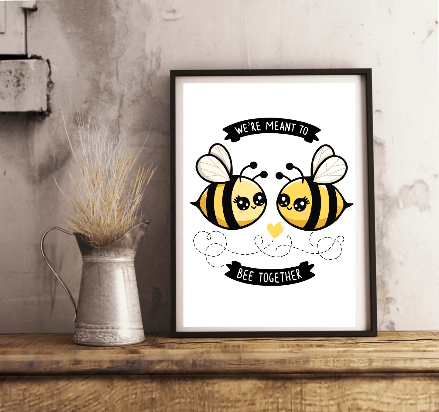 We’re Meant to Bee Together – Cute Bee Couple Art Print - mezetto KEOLIX KEOLIX