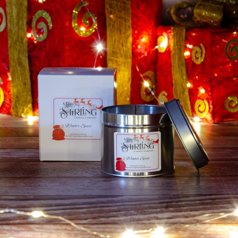 Winter Spice - Travel Tin Candle - Cotton Wick - mezetto Shopify Collective The Stirling Candle Company