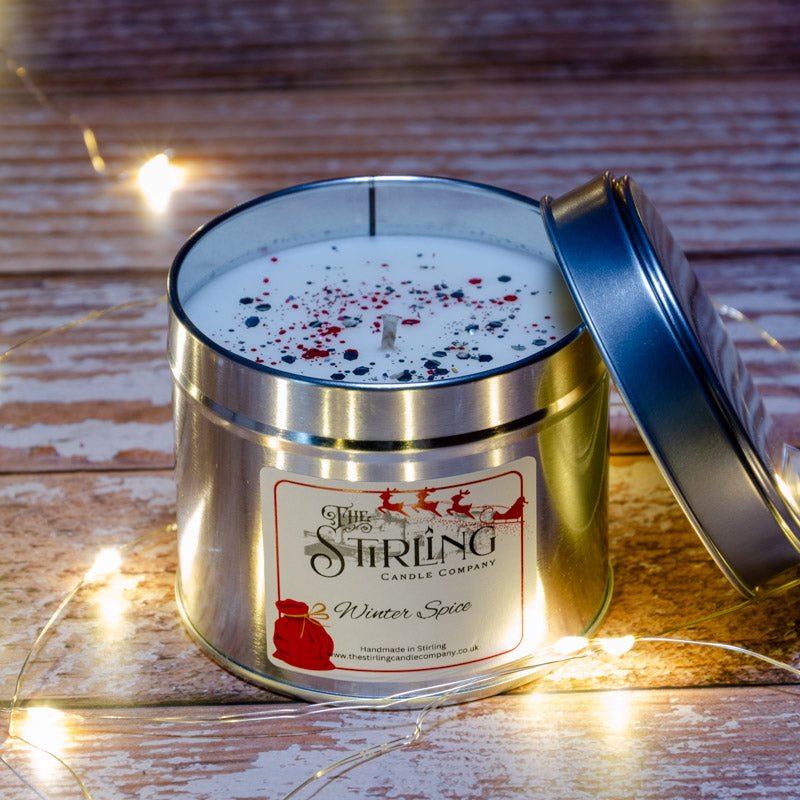 Winter Spice - Travel Tin Candle - Cotton Wick - mezetto Shopify Collective The Stirling Candle Company