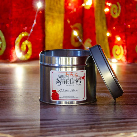 Winter Spice - Travel Tin Candle - Cotton Wick - mezetto Shopify Collective The Stirling Candle Company