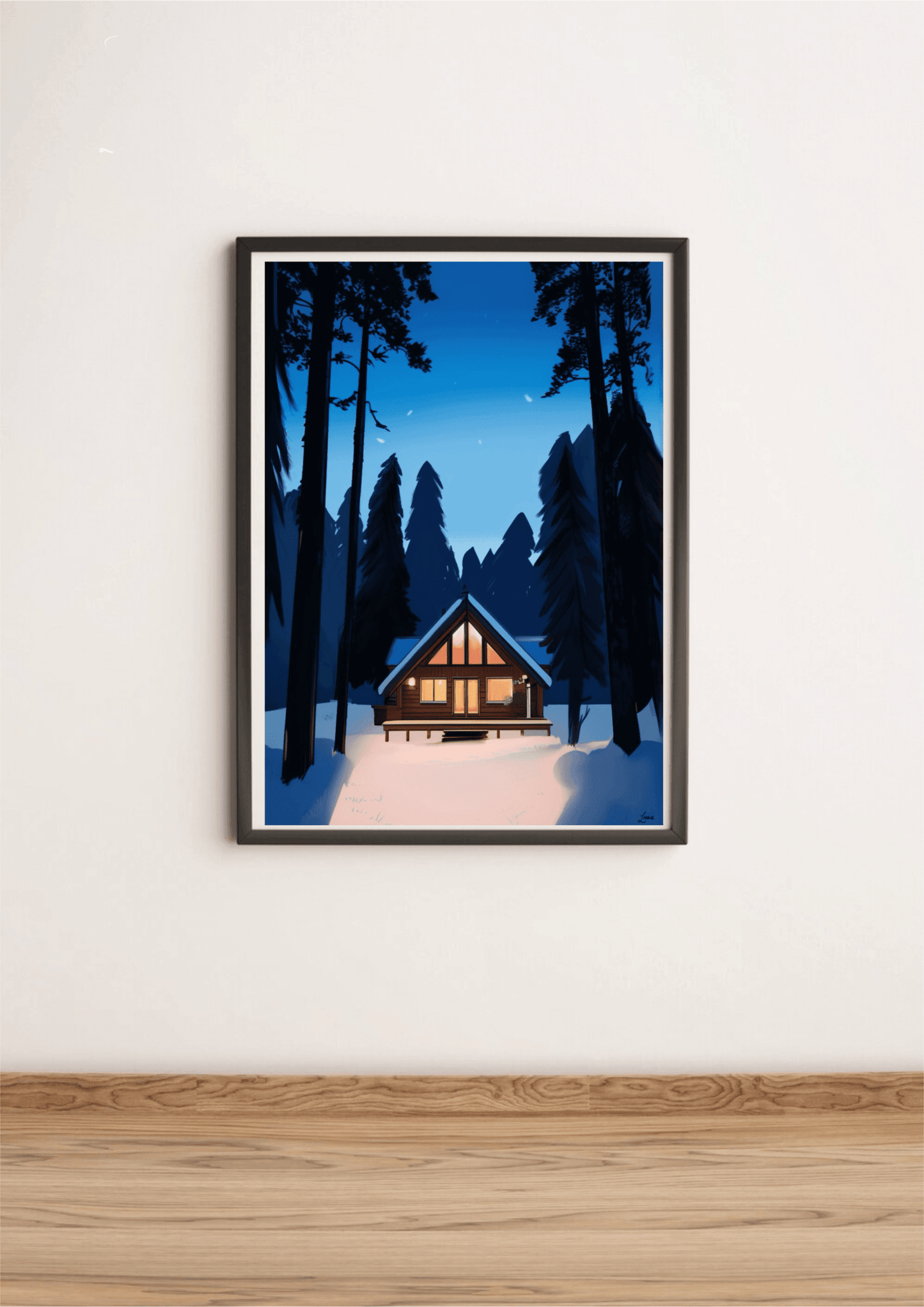 Winter Wonderland Cabin – Cozy Snowy Wall Art - mezetto KEOLIX KEOLIX