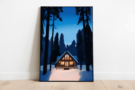 Winter Wonderland Cabin – Cozy Snowy Wall Art - mezetto KEOLIX KEOLIX