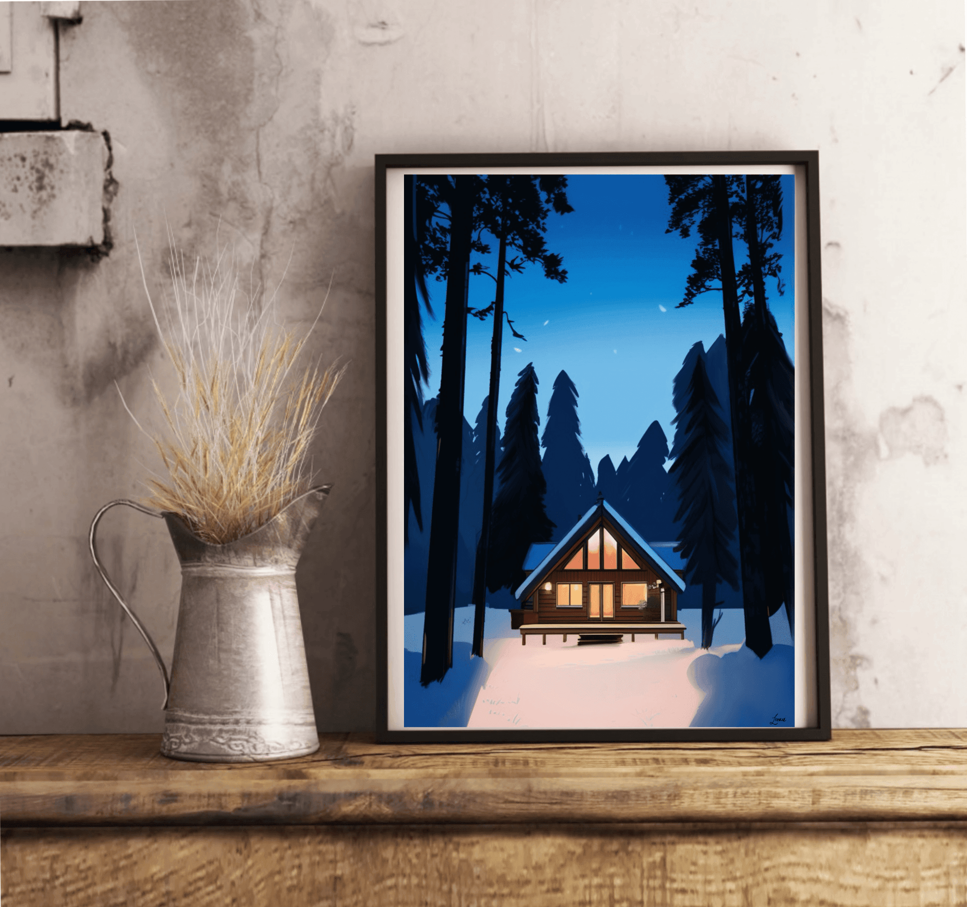 Winter Wonderland Cabin – Cozy Snowy Wall Art - mezetto KEOLIX KEOLIX