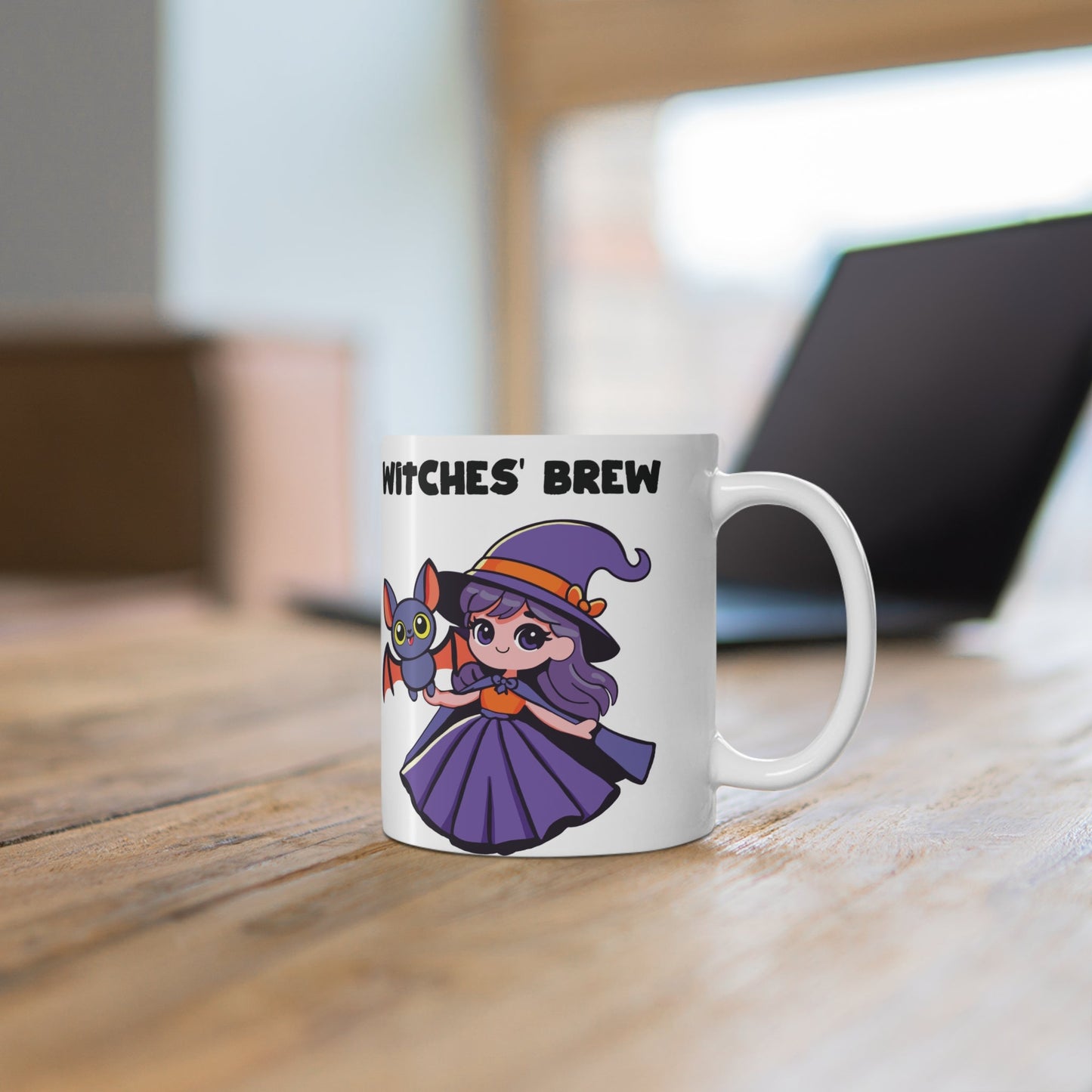 Witches Brew – Cute Witch & Bat Halloween mug - mezetto KEOLIX KEOLIX