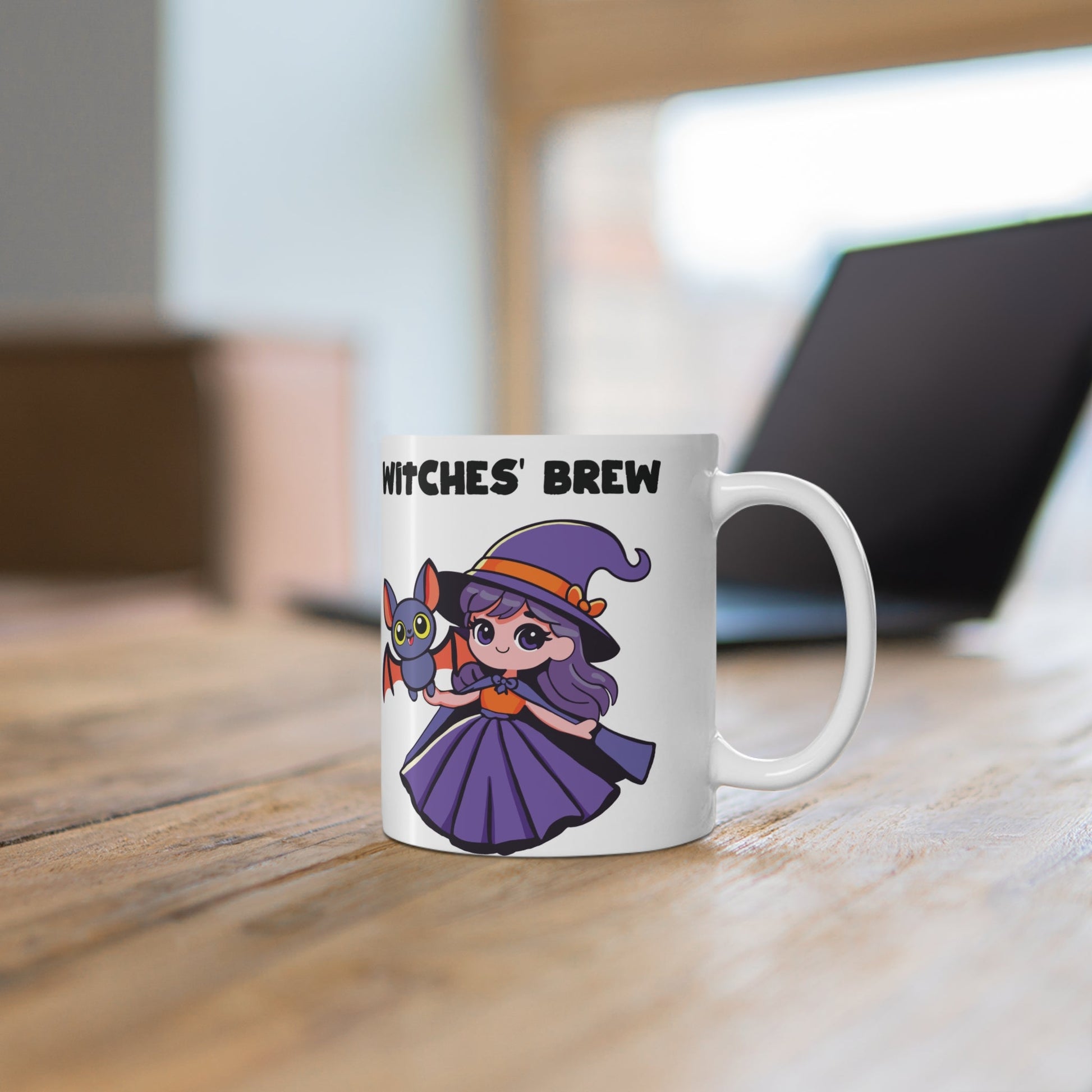 Witches Brew – Cute Witch & Bat Halloween mug - mezetto KEOLIX KEOLIX