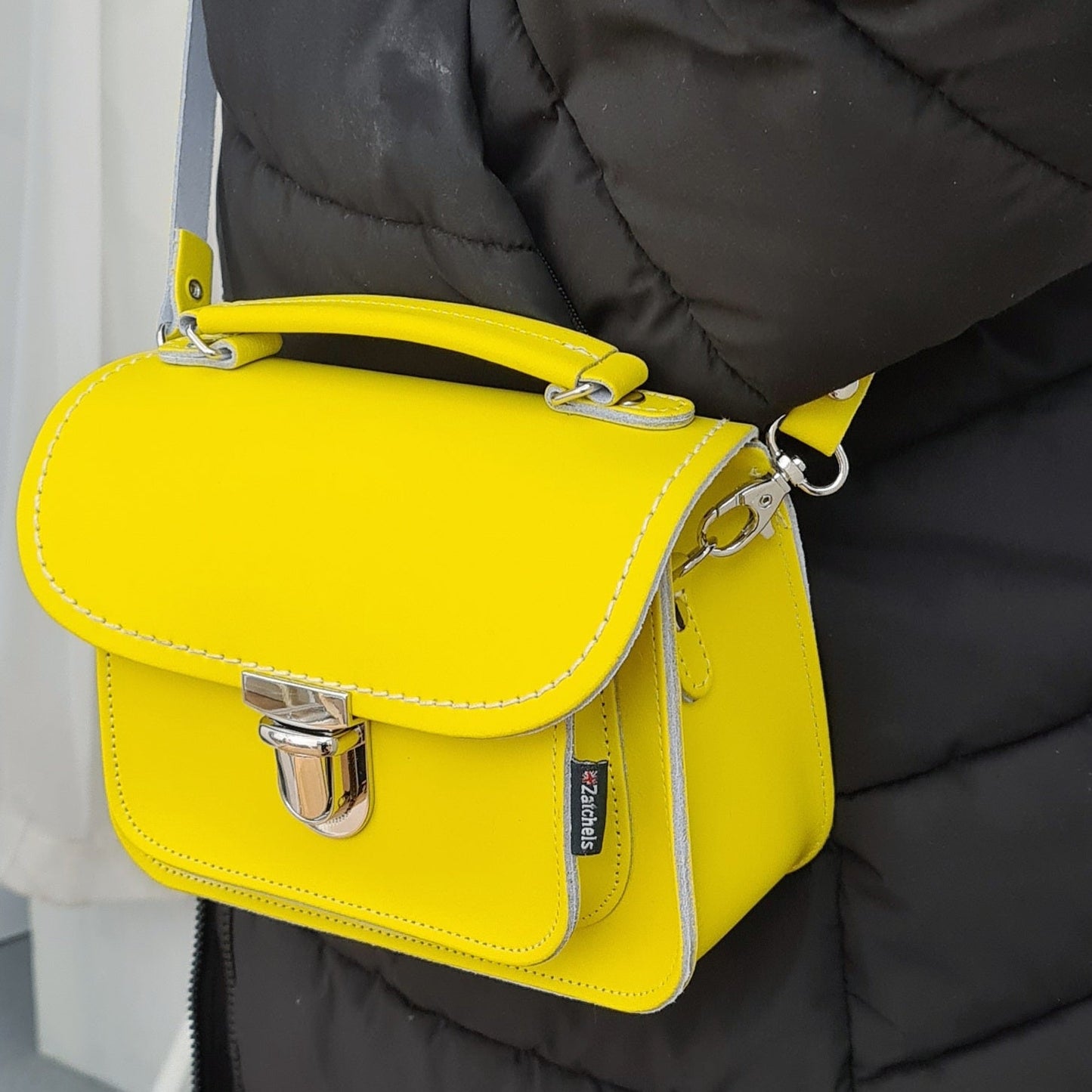 Luna Handmade Leather Bag - Daffodil Yellow-3